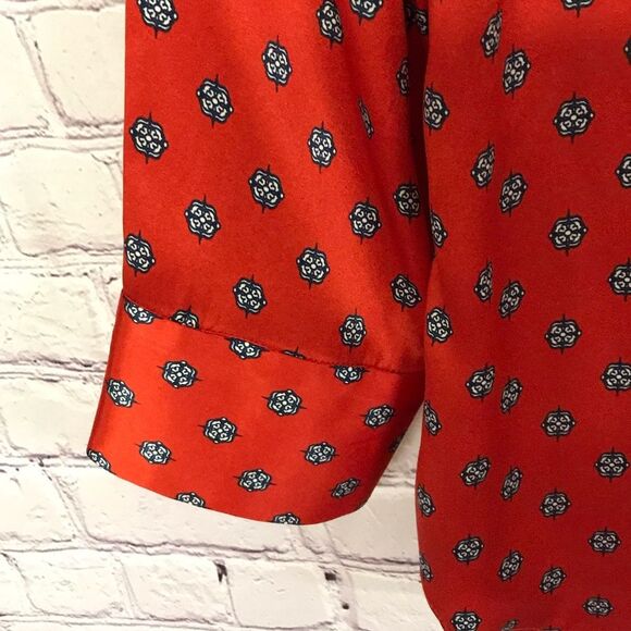 L'AGENCE Royal Red Maestro Jil Silk Charmeuse Button Blouse 3/4 Sleeve Size SP - Picture 13 of 13